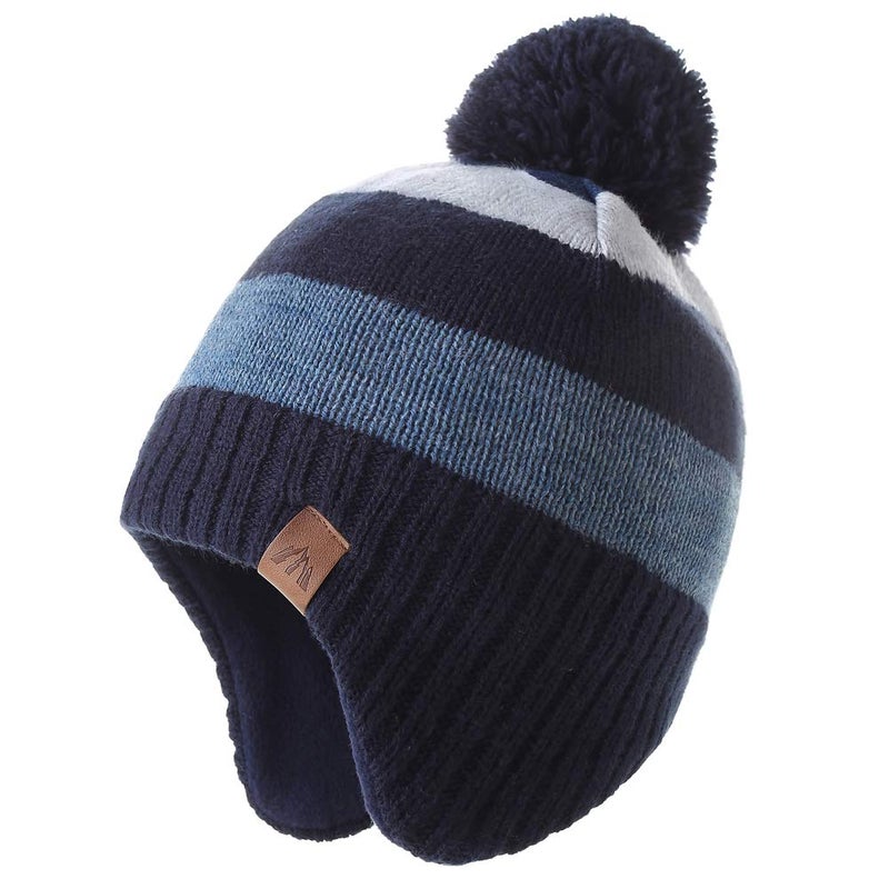 Moon Kitty Baby Boys Girls Beanie Hats Winter Fleece Skiing Winter Caps with Warm Ear Flap - Image 1